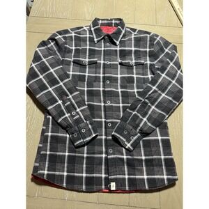 Altamont Andrew Reynolds Workwear Shacket Lined Plaid Flannel Mens Medium Gray